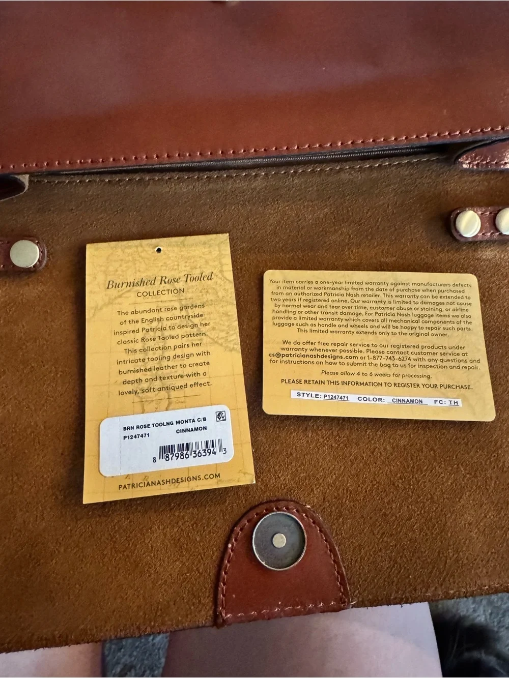 Patricia Nash Embossed Floral Leather Crossbody in Chestnut Brown